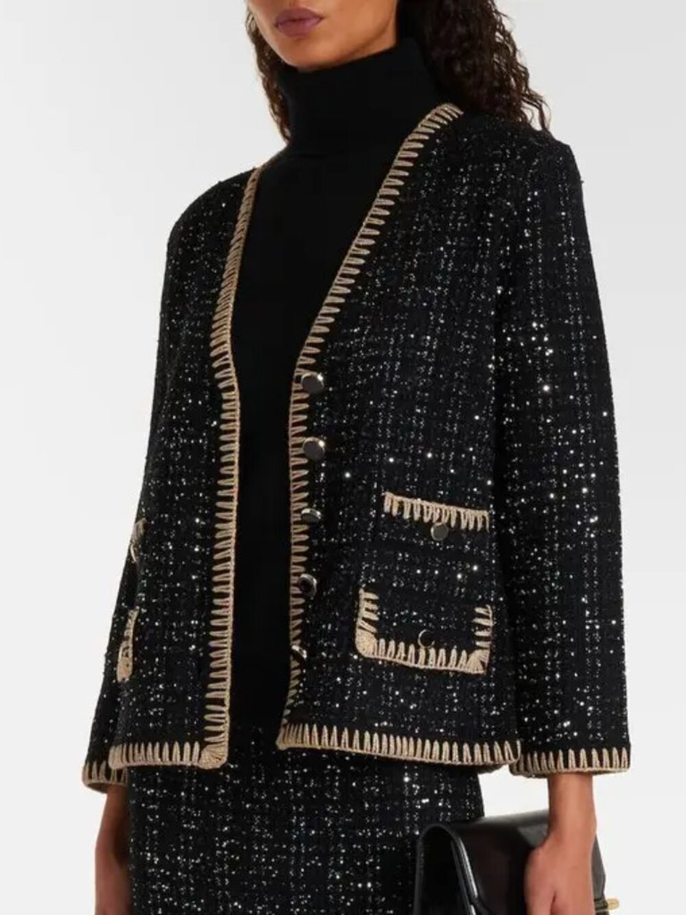 Veronica Beard Black Sparkly Boucle’ Sweater Jacket LargeCeriani Knit Jacket - Picture 5 of 7